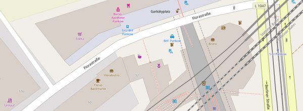 Lageskizze OpenStreetMap, Kontakt und Anfahrt, Praxis Frauenärzte am Garbátyplatz Pankow